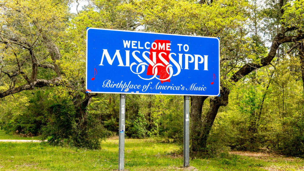 "Welcome to Mississippi" sign