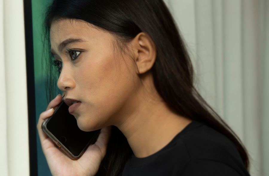 young woman on phone